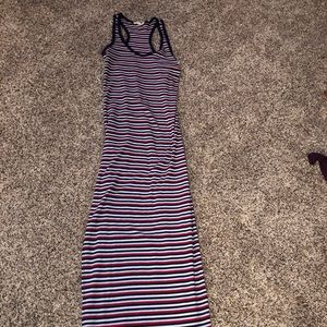 Red, white &’ blue long form fitting maxi dress